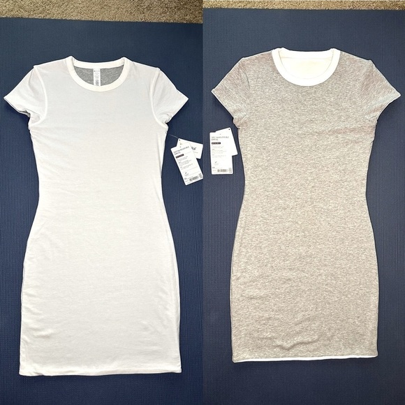 NEW Reversible Athleta Destina dress white heather gray scoop neck lenzing modal - Picture 2 of 9